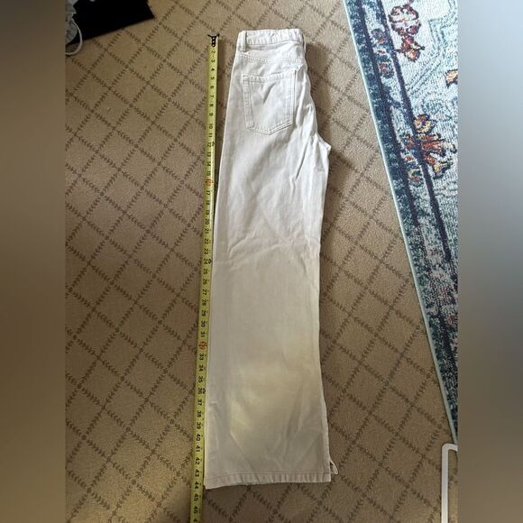 Bershka off white wide leg denim jeans.w split hem NWOT 4 - Picture 3 of 13